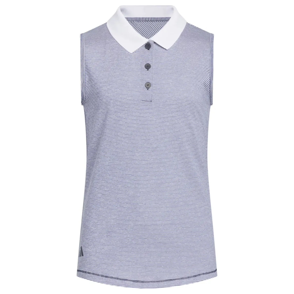 adidas Junior Girls Ottoman Striped Sleeveless Golf Polo Shirt