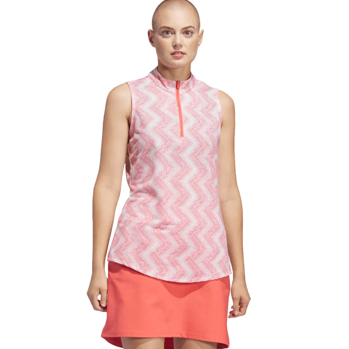 adidas Ladies Ultimate365 Ottoman Print Sleeveless Golf Polo Shirt
