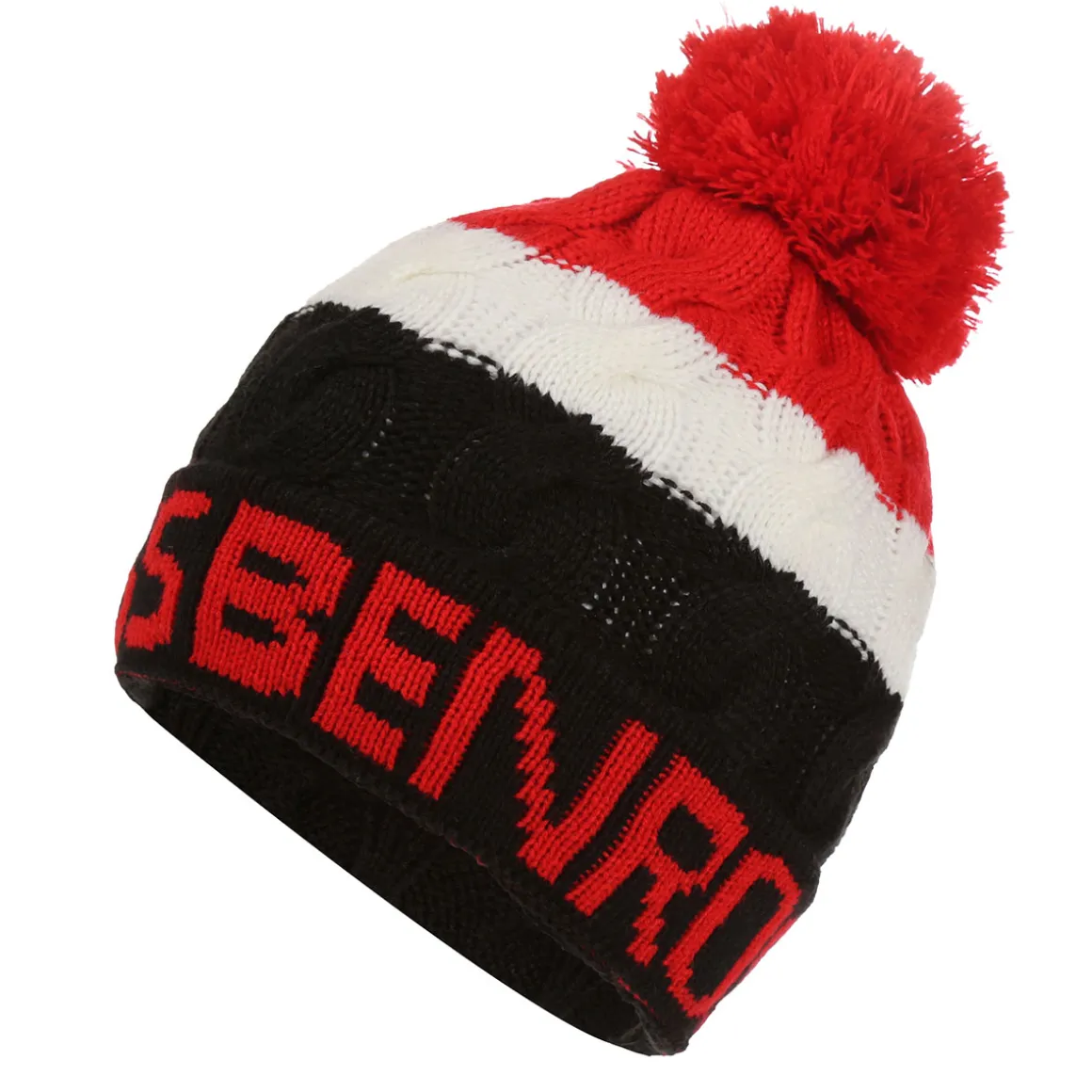 Benross Men's Tri-Coloured Pom Knitted Hat
