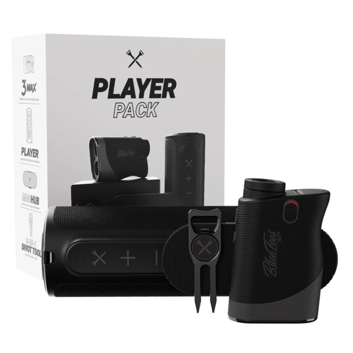 Blue Tees Rangefinder & Speaker Golf Player Pack