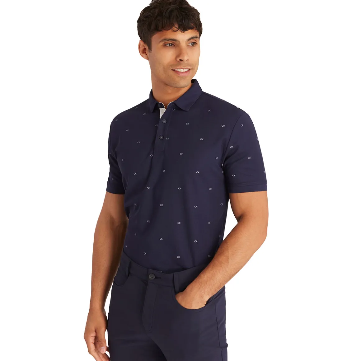 Calvin Klein Men's Monogram Print Golf Polo Shirt