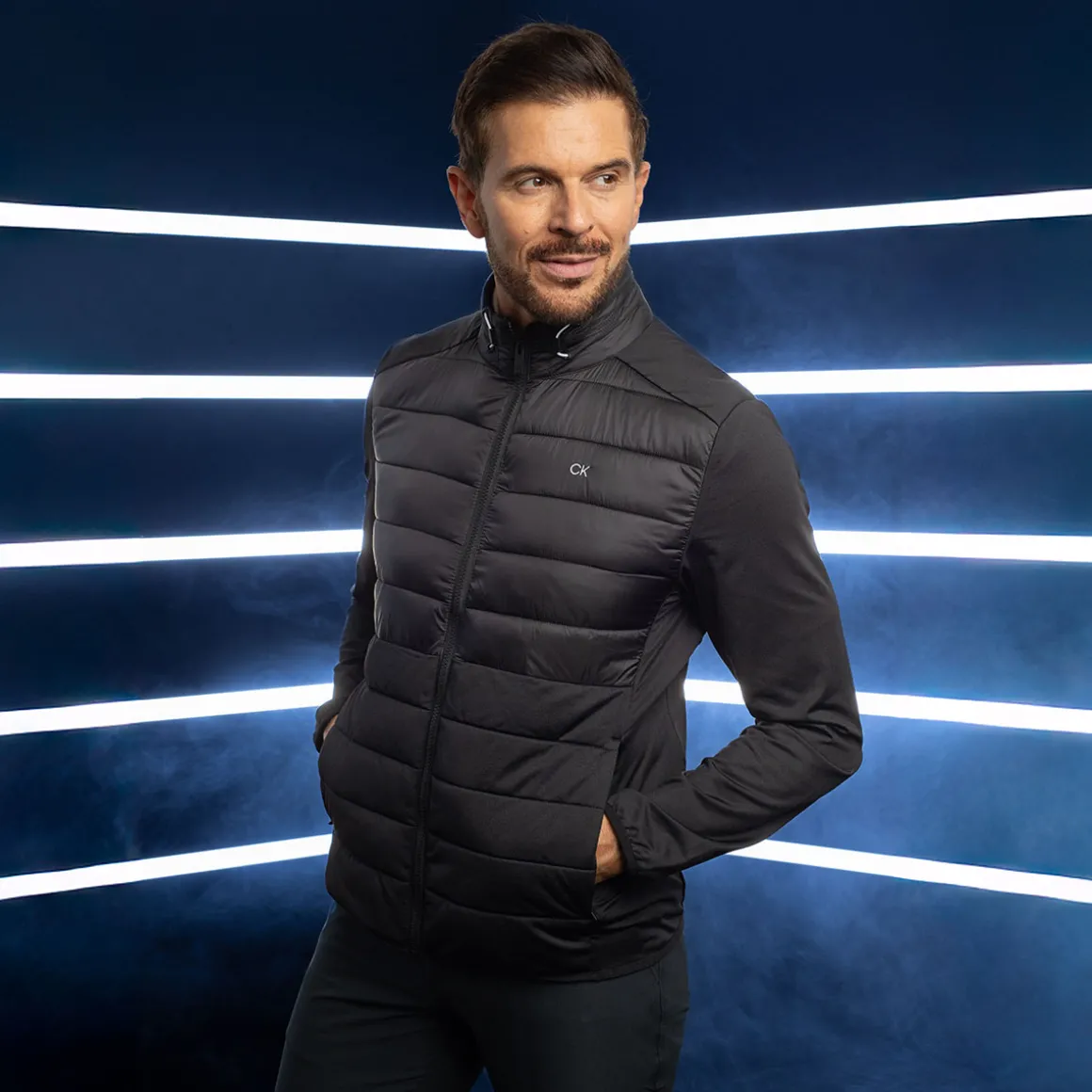 Calvin Klein Men's Padded Hybrid Full Zip Golf Jacket