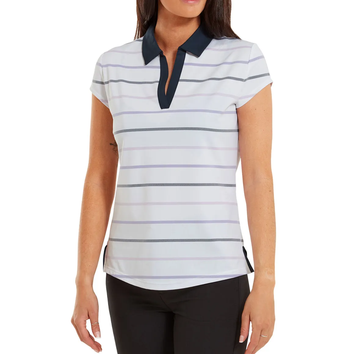 FootJoy Ladies Birdseye Stripe Smooth Jacquard Golf Polo Shirt