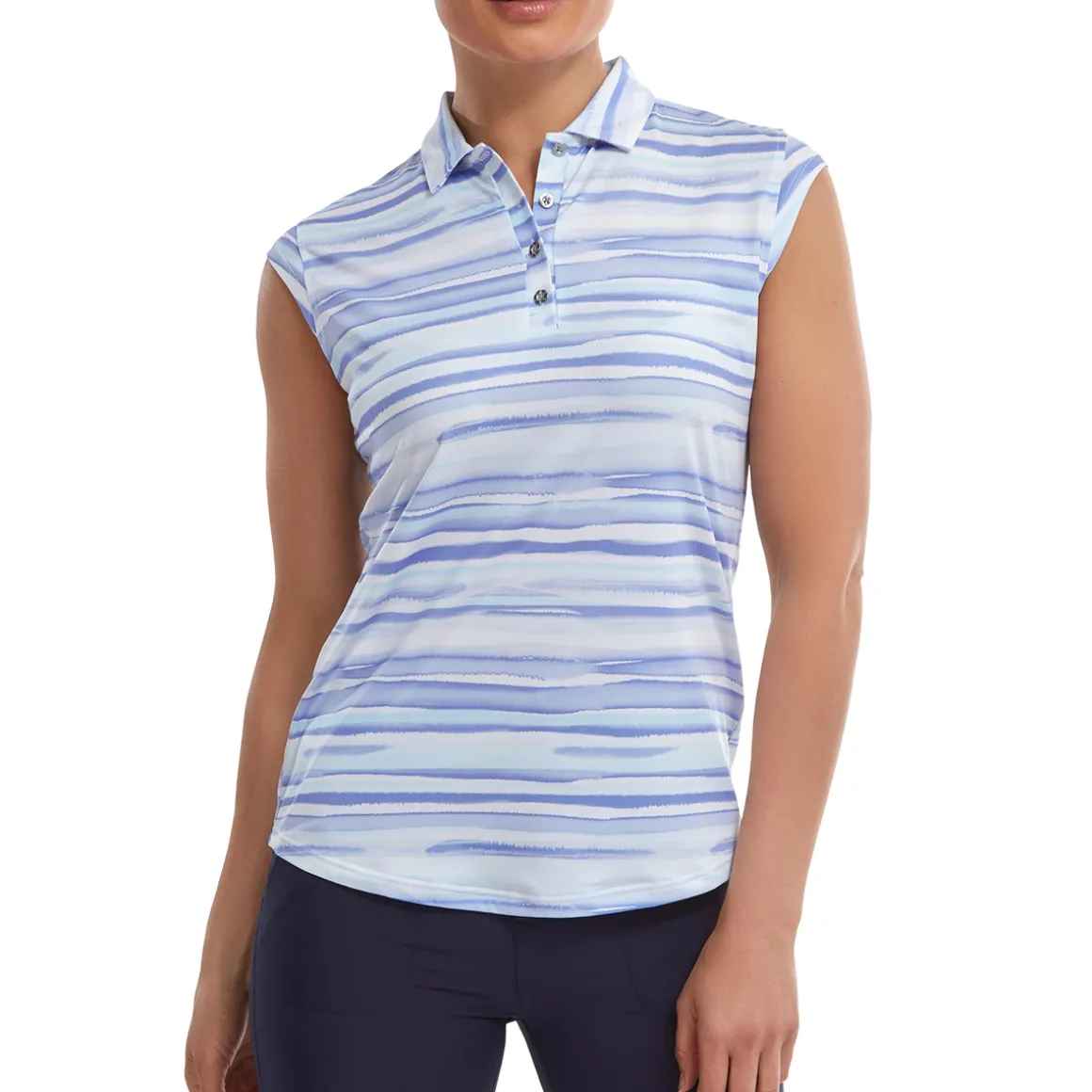 FootJoy Ladies Cap Sleeve Watercolour Print Lisle Golf Polo Shirt