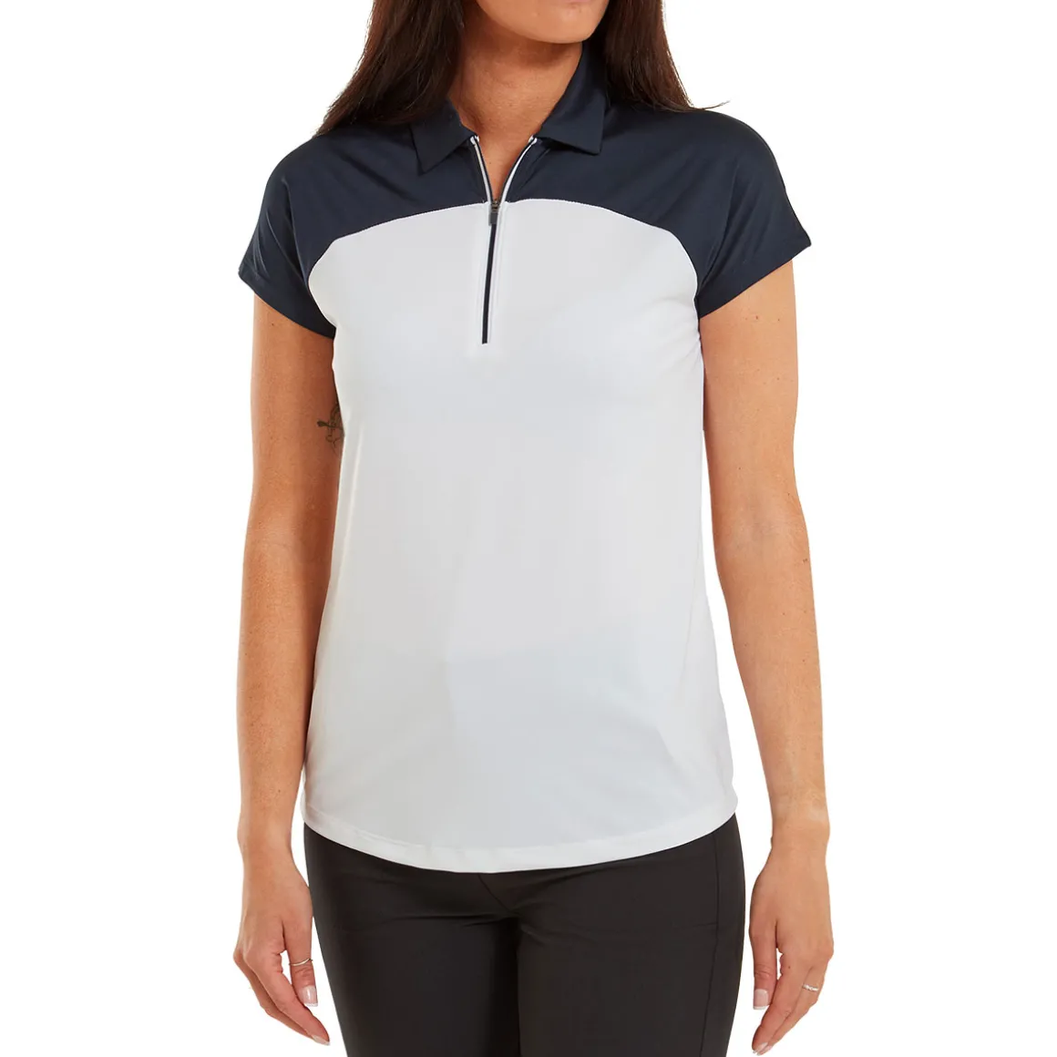 FootJoy Ladies Cap Sleeve Colour Block Lisle Golf Polo Shirt