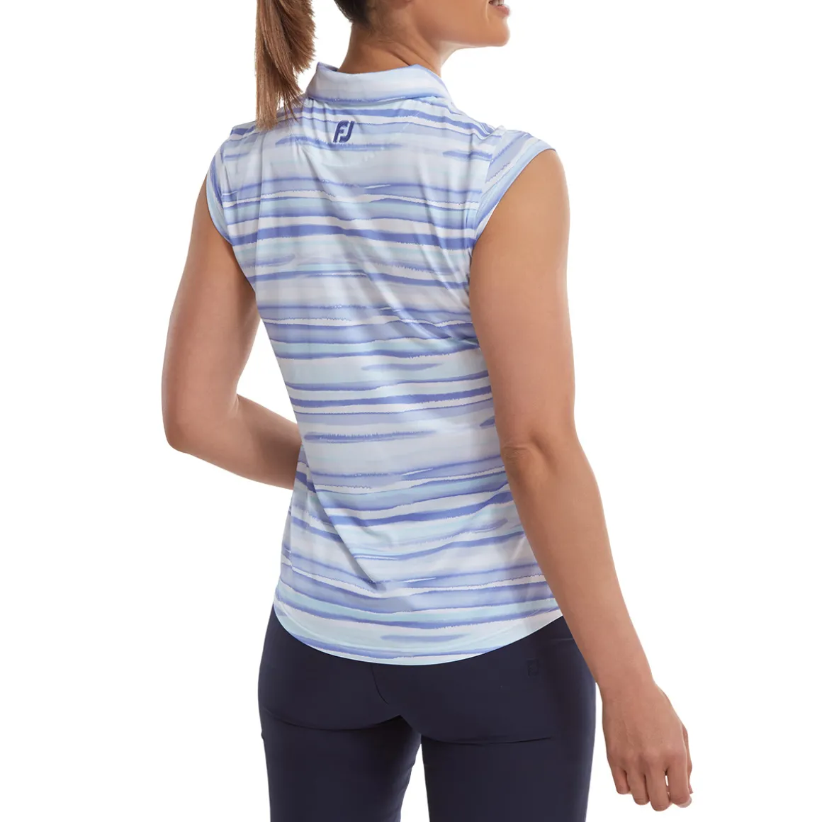 FootJoy Ladies Cap Sleeve Watercolour Print Lisle Golf Polo Shirt