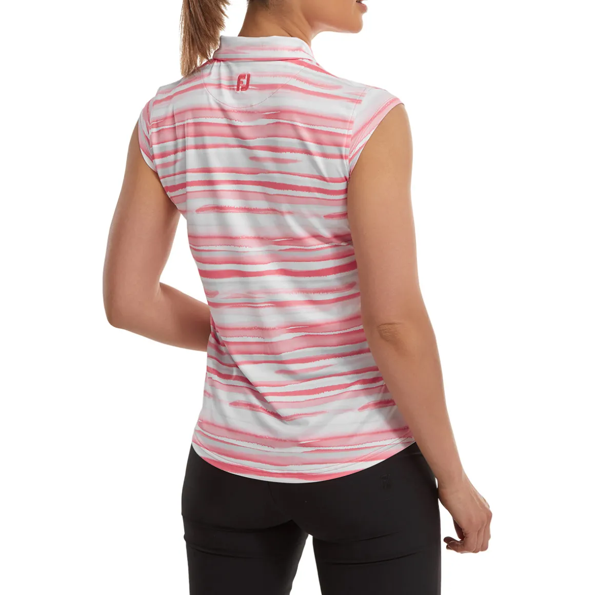 FootJoy Ladies Cap Sleeve Watercolour Print Lisle Golf Polo Shirt