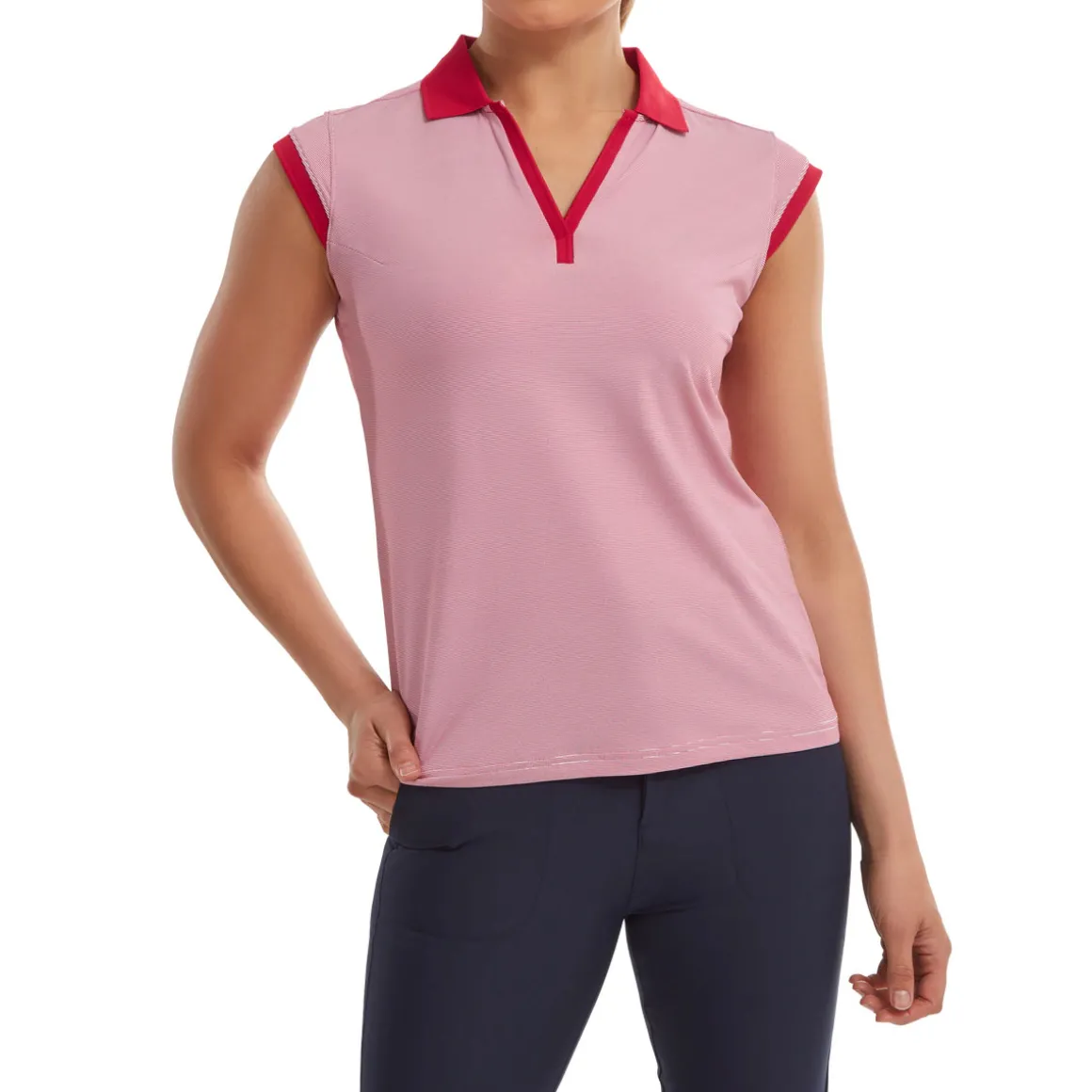 FootJoy Ladies End on End Stripe Lisle Golf Polo Shirt