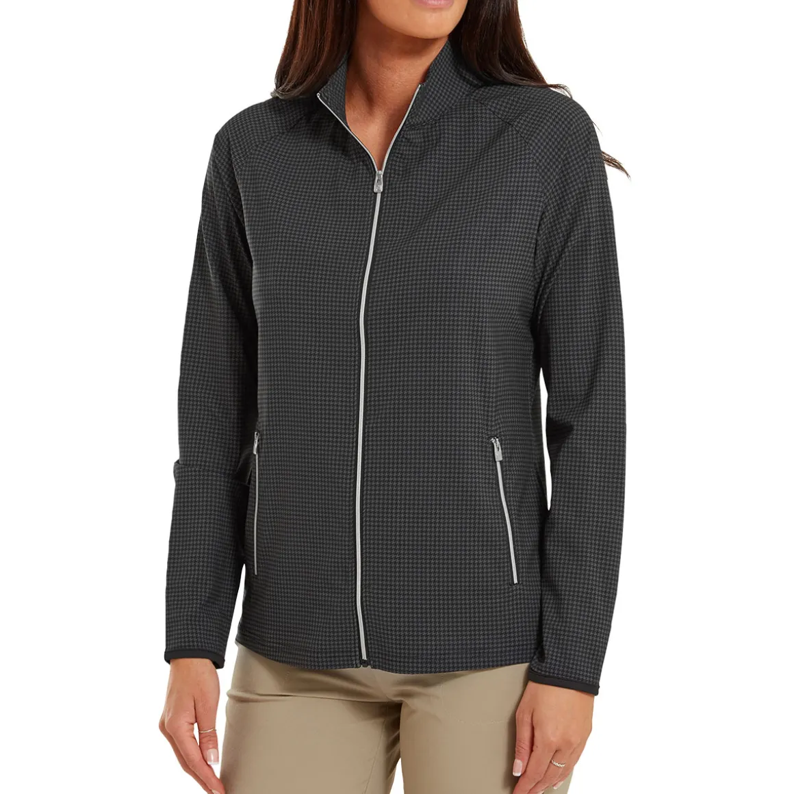 FootJoy Ladies Houndstooth Print Woven Golf Jacket