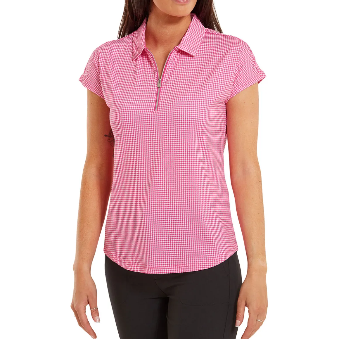 FootJoy Ladies Houndstooth Print Golf Polo Shirt