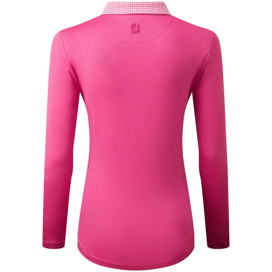 footjoy_ladies_houndstoot_4-4.webp FootJoy Ladies Houndstooth Trim 3/4 Sleeve Lisle Golf Polo Shirt