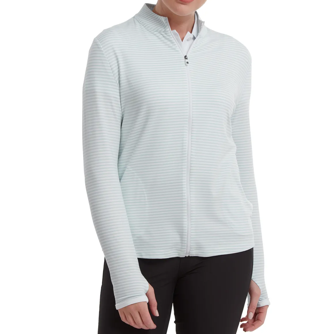 FootJoy Ladies Lightweight Tonal Stripe Full-Zip Golf Mid Layer