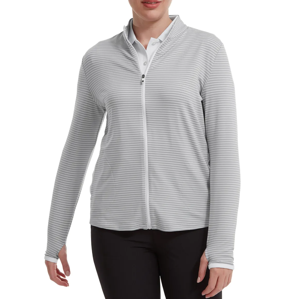 FootJoy Ladies Lightweight Tonal Stripe Full-Zip Golf Mid Layer