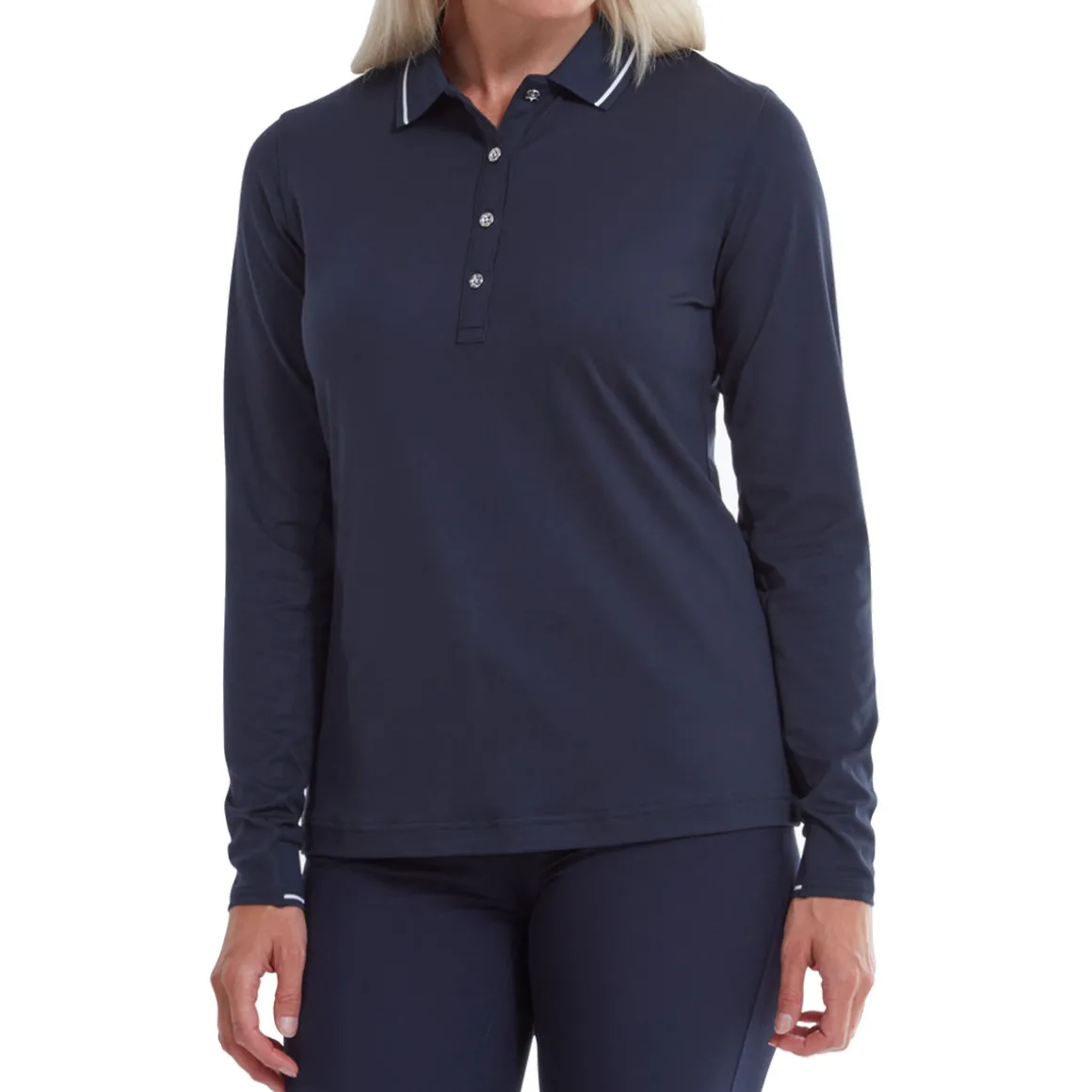 FootJoy Ladies Thermal Solid Long Sleeve Golf Polo Shirt