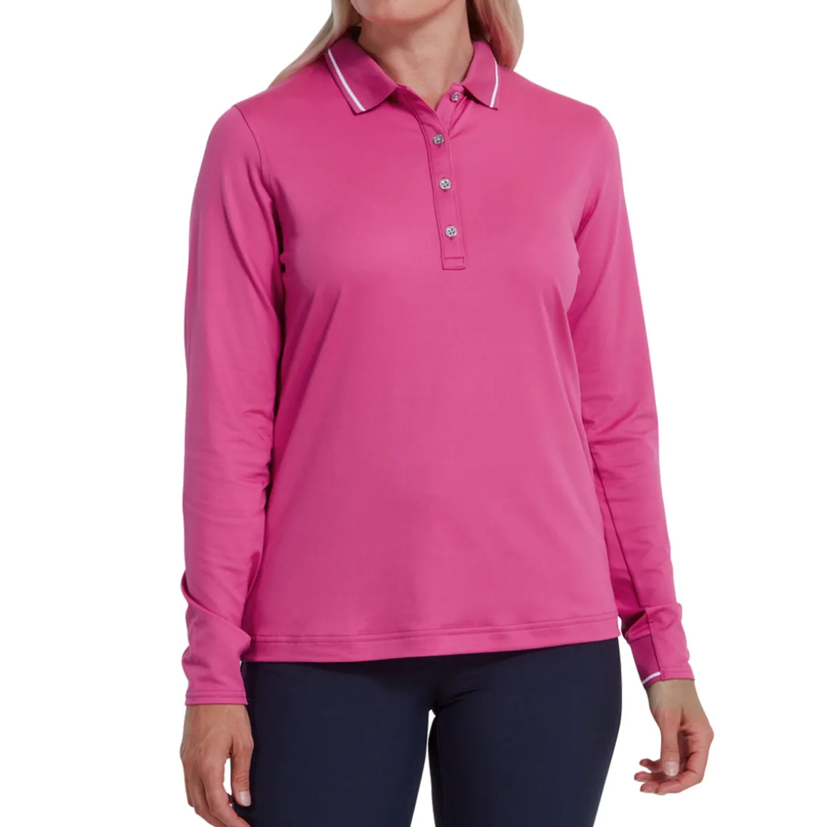 FootJoy Ladies Thermal Solid Long Sleeve Golf Polo Shirt