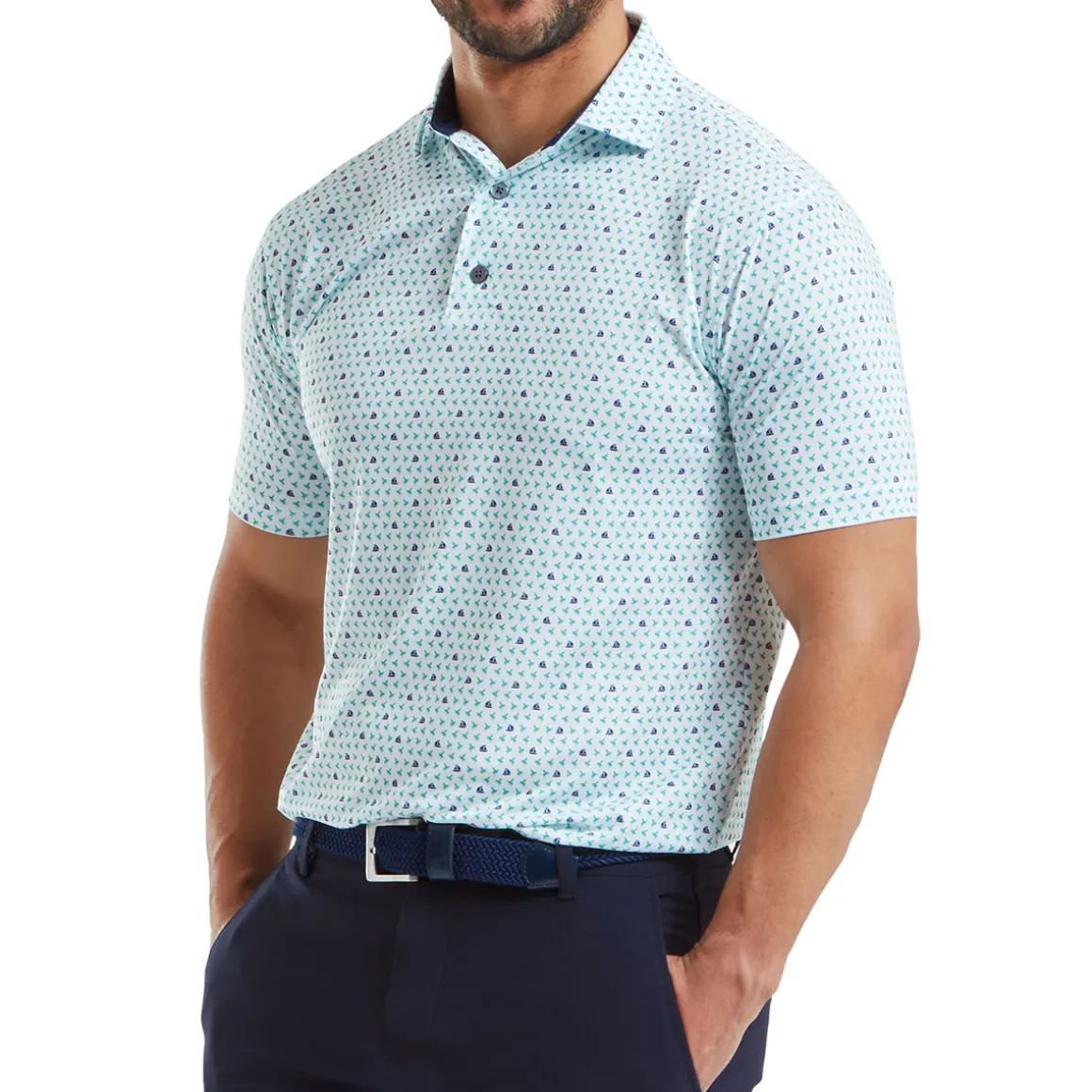 FootJoy Men's Flying Wasp Print Lisle Golf Polo Shirt
