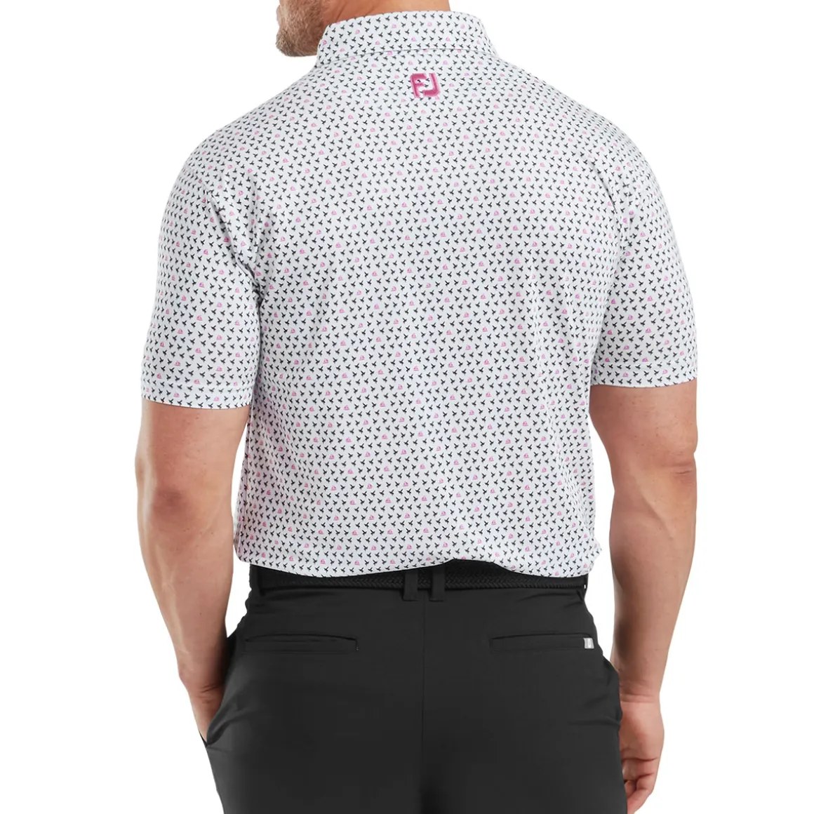 FootJoy Men's Flying Wasp Print Lisle Golf Polo Shirt