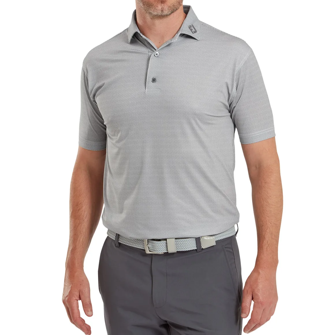 FootJoy Men's Octagon Print Lisle Golf Polo Shirt