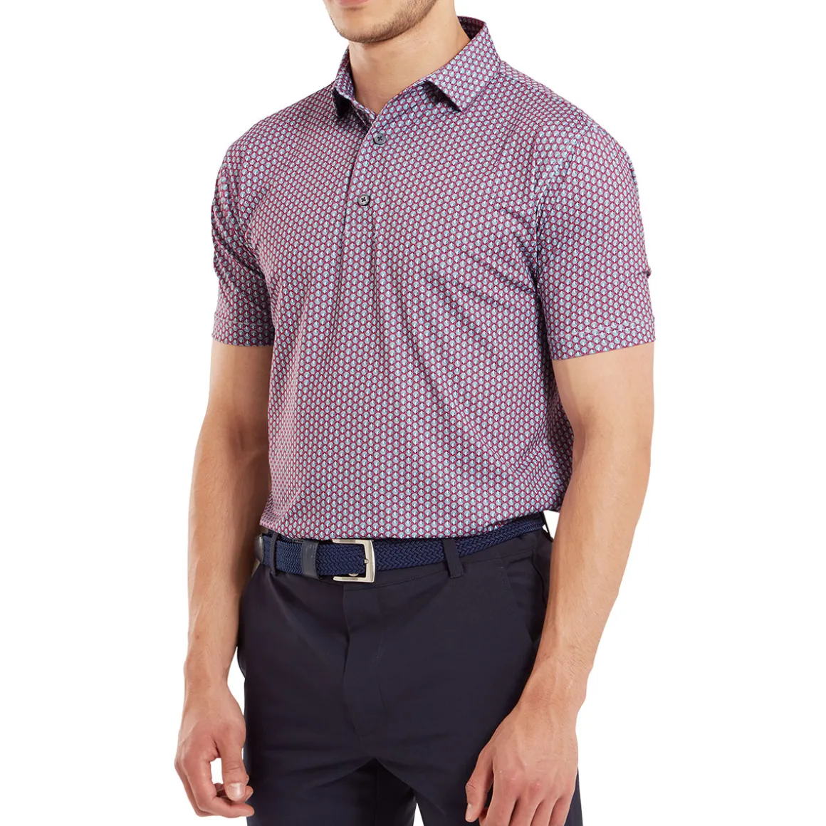FootJoy Men's Scallop Shell Foulard Lisle Golf Polo Shirt
