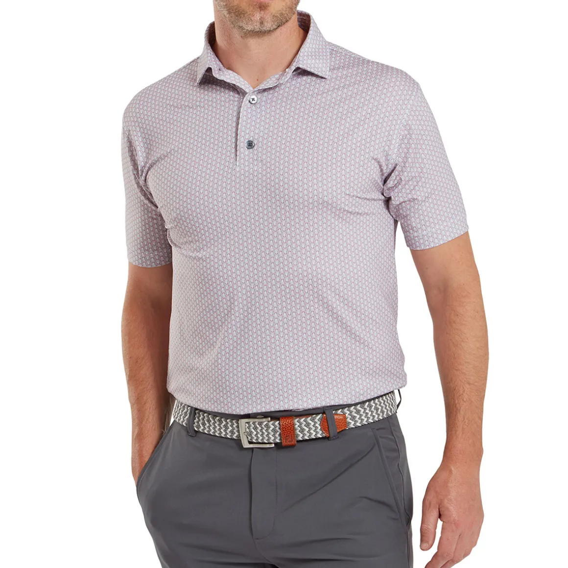 FootJoy Men's Scallop Shell Foulard Lisle Golf Polo Shirt