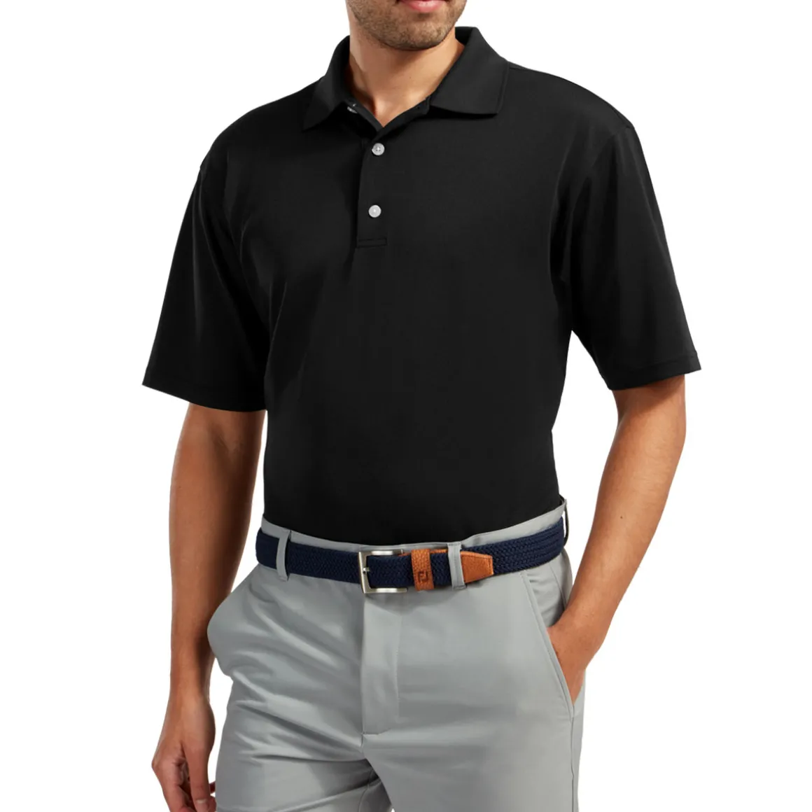 FootJoy Men's Stretch Pique Solid Knit Collar Golf Polo Shirt
