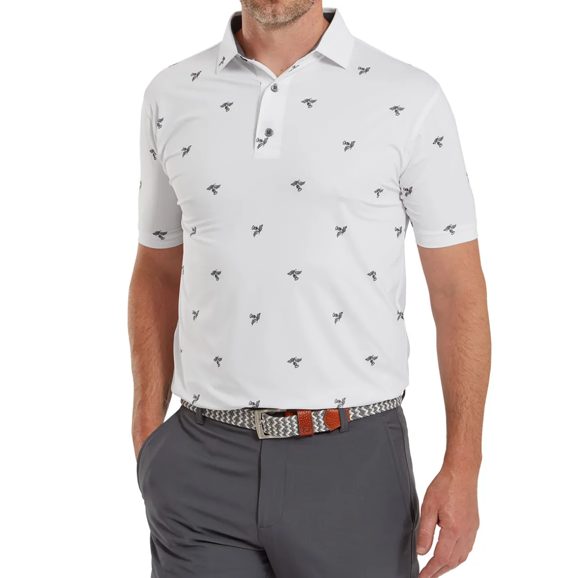 FootJoy Men's Thistle Print Lisle Golf Polo Shirt