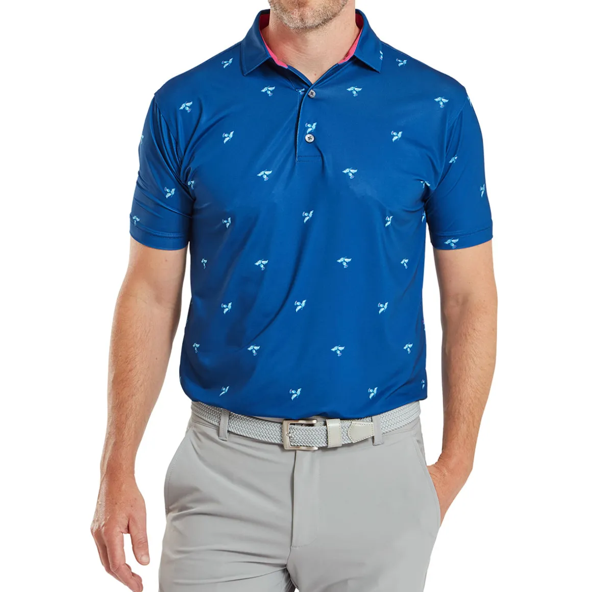 FootJoy Men's Thistle Print Lisle Golf Polo Shirt