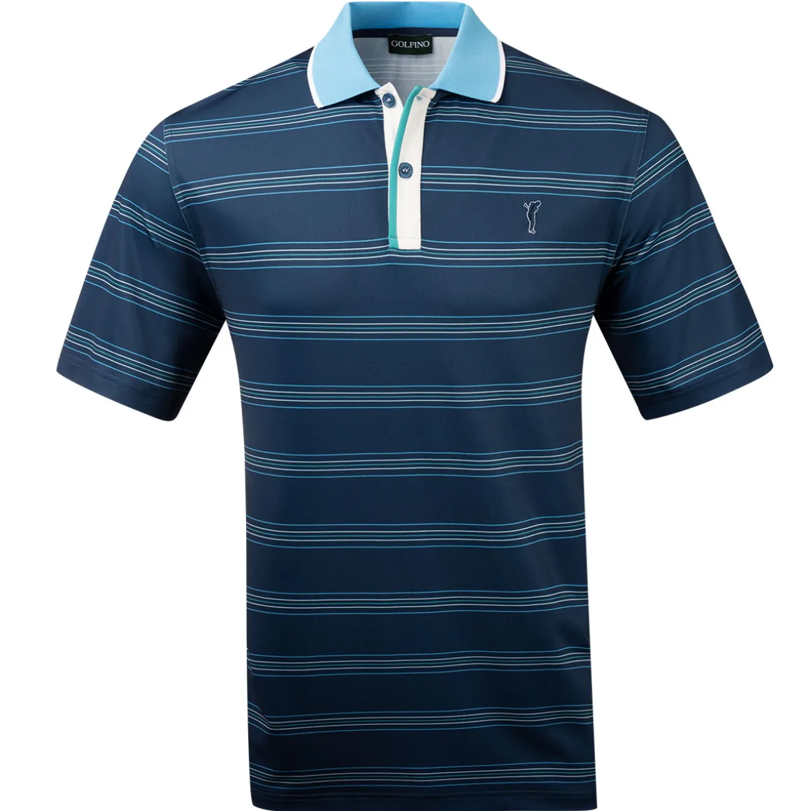 GOLFINO Men's Multi-Stripe Breathable Golf Polo Shirt