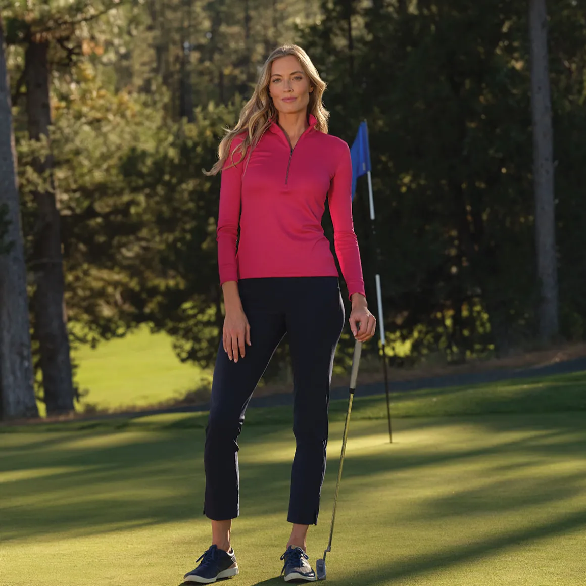 Greg Norman Ladies Clubhouse Half Zip Mock Golf Mid Layer