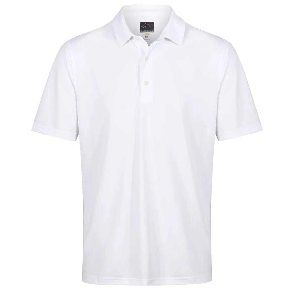 Greg Norman Men's Neck Logo Stretch Golf Polo Shirt