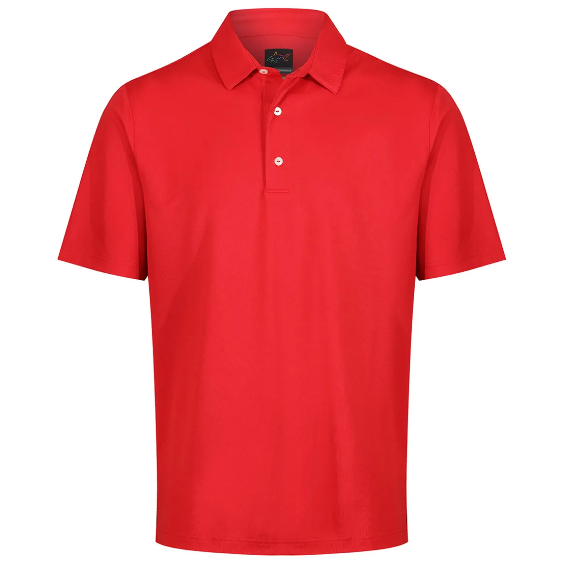 Greg Norman Men's Neck Logo Stretch Golf Polo Shirt