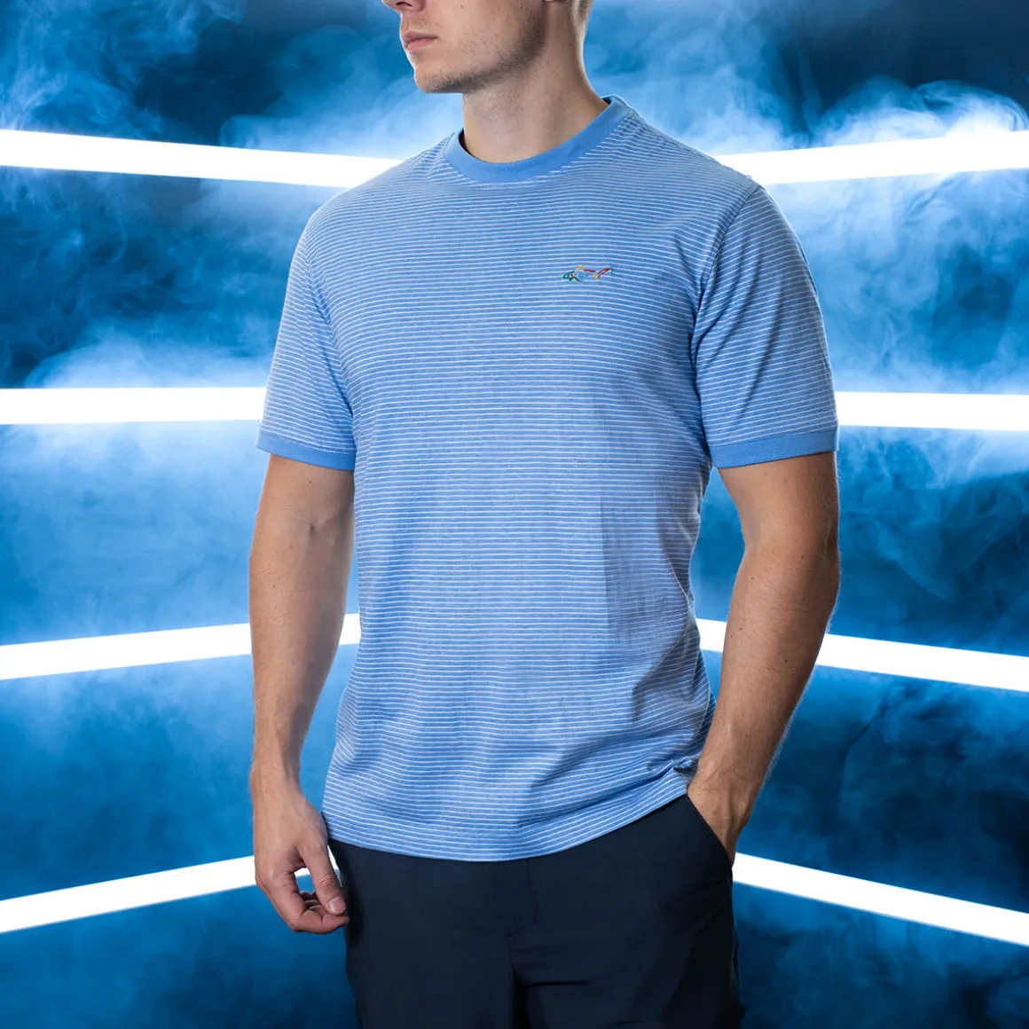 Greg Norman Men's Soft Cotton Stripe Golf T-Shirt