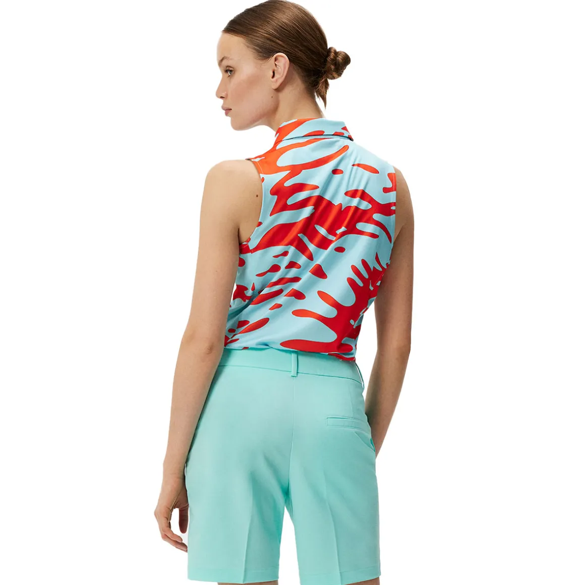 J.Lindeberg Ladies Dena Print Sleeveless Golf Polo Shirt