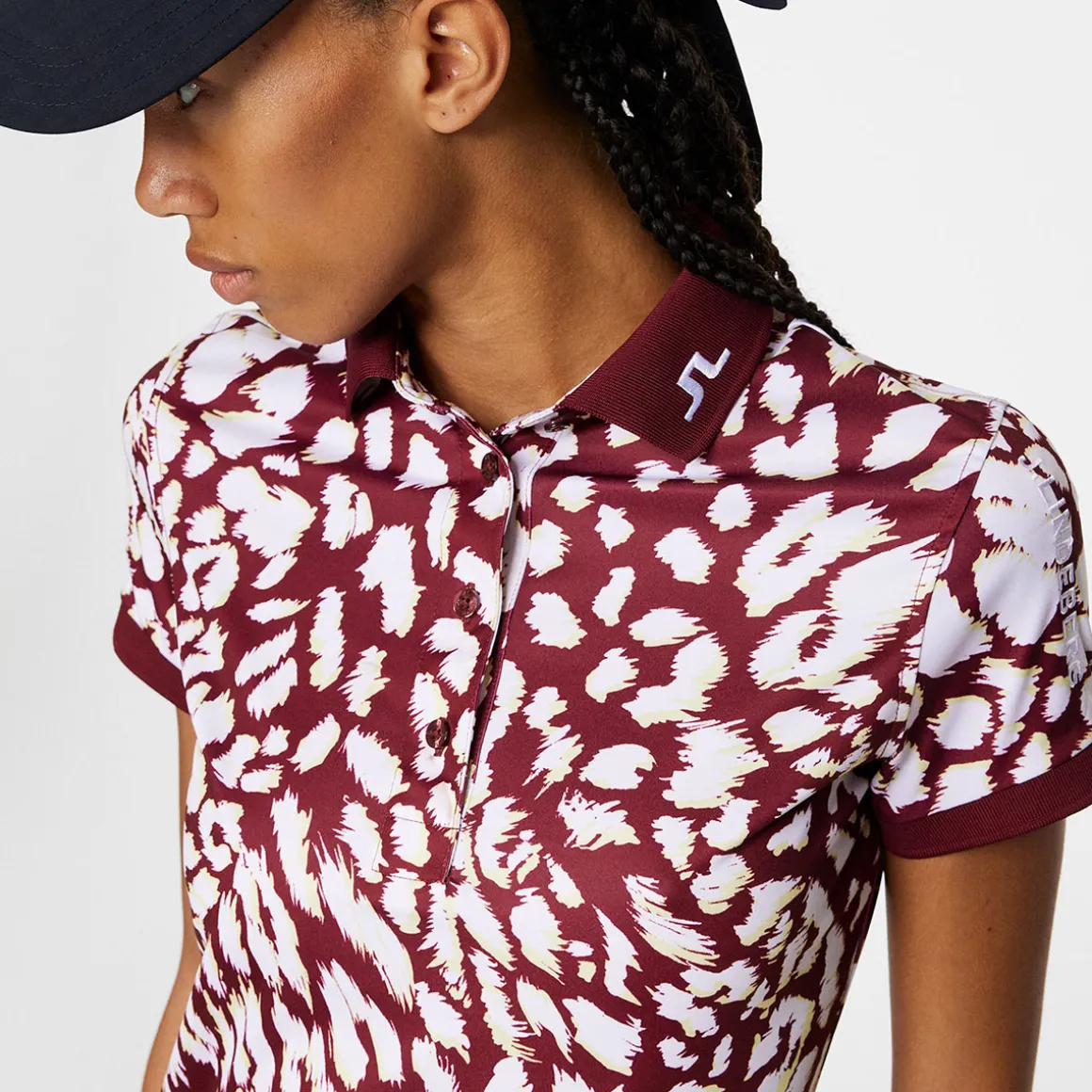 jlindeberg_ladies_tour_te_3-4.webp J.Lindeberg Ladies Tour Tech Print Golf Polo Shirt