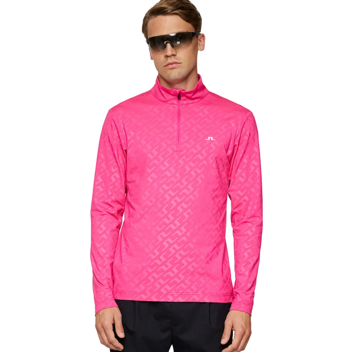 J.Lindeberg Men's Luke Deboss Quarter Zip Golf Mid Layer