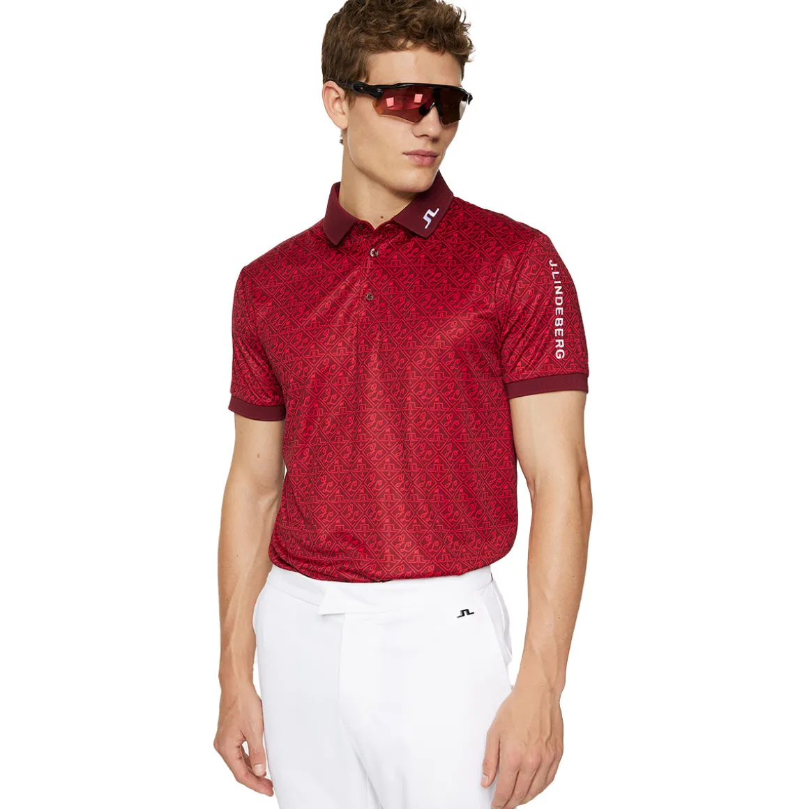 J.Lindeberg Men's Tour Tech Print Golf Polo Shirt