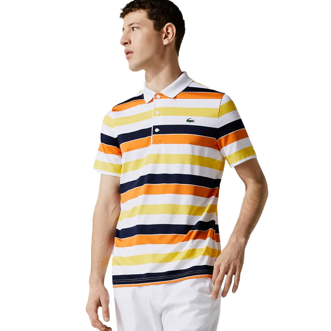 Lacoste Men's SPORT Breathable Striped Stretch Golf Polo Shirt