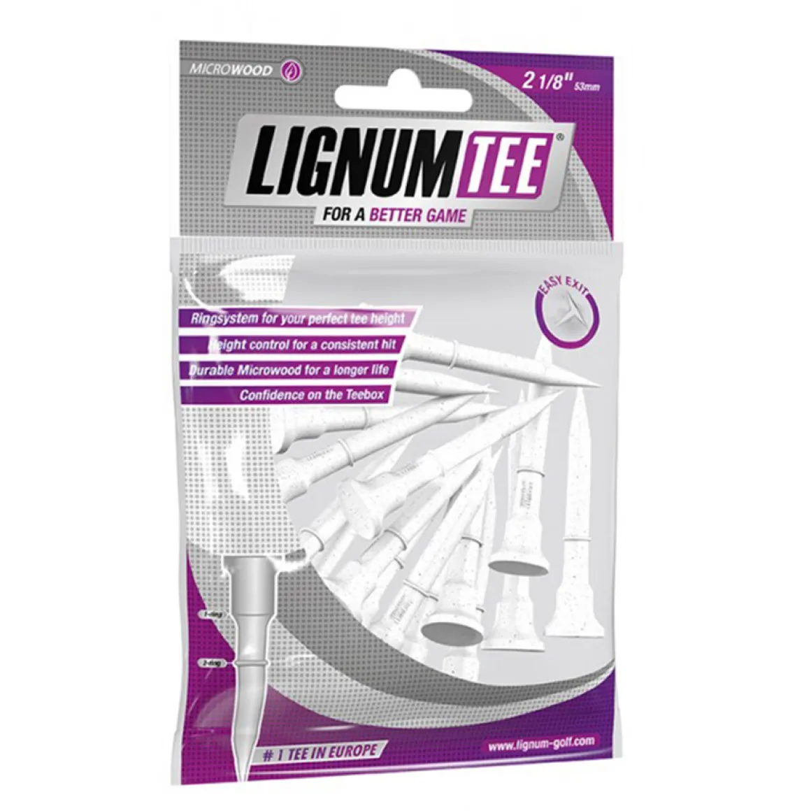 Lignum Composite 53mm Wooden Golf Tees - 16 Pack
