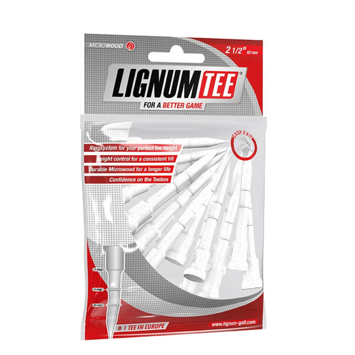 Lignum Composite 52mm Wooden Golf Tees-  16 Pack