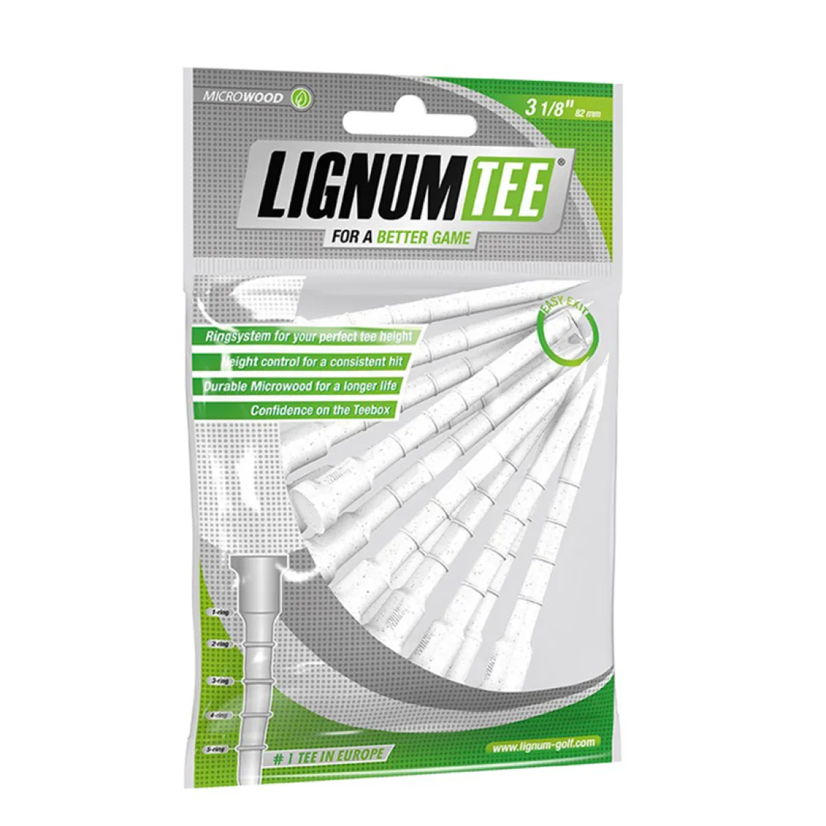 Lignum Composite 82mm Wooden Golf Tees - 12 Pack
