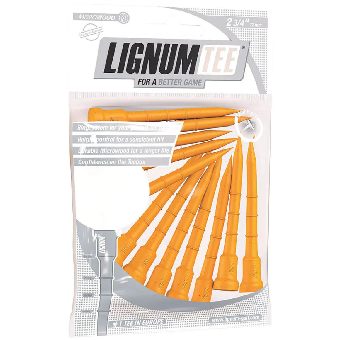 Lignum Composite 72mm Wooden Golf Tees - 12 Pack