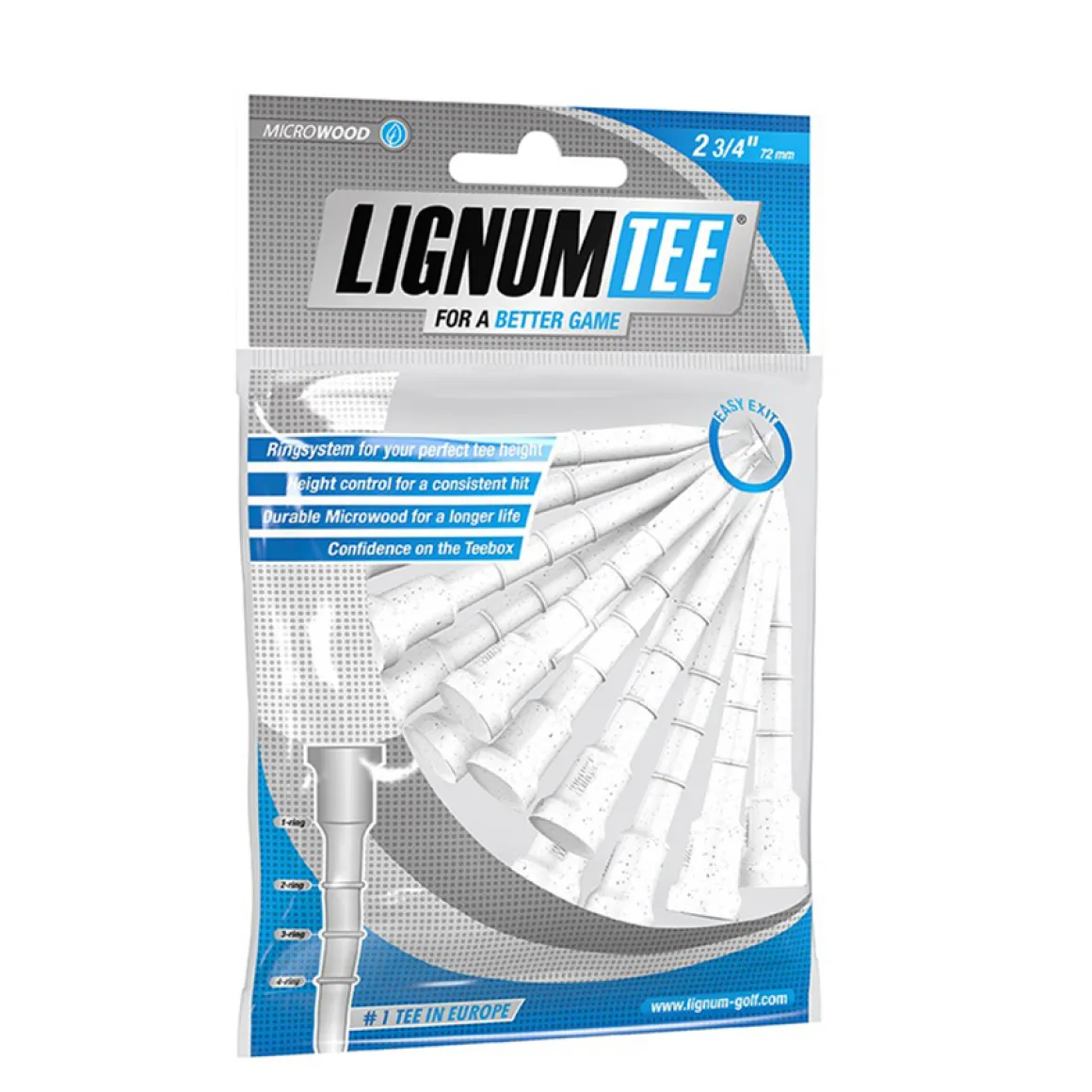 Lignum Composite 72mm Wooden Golf Tees - 12 Pack