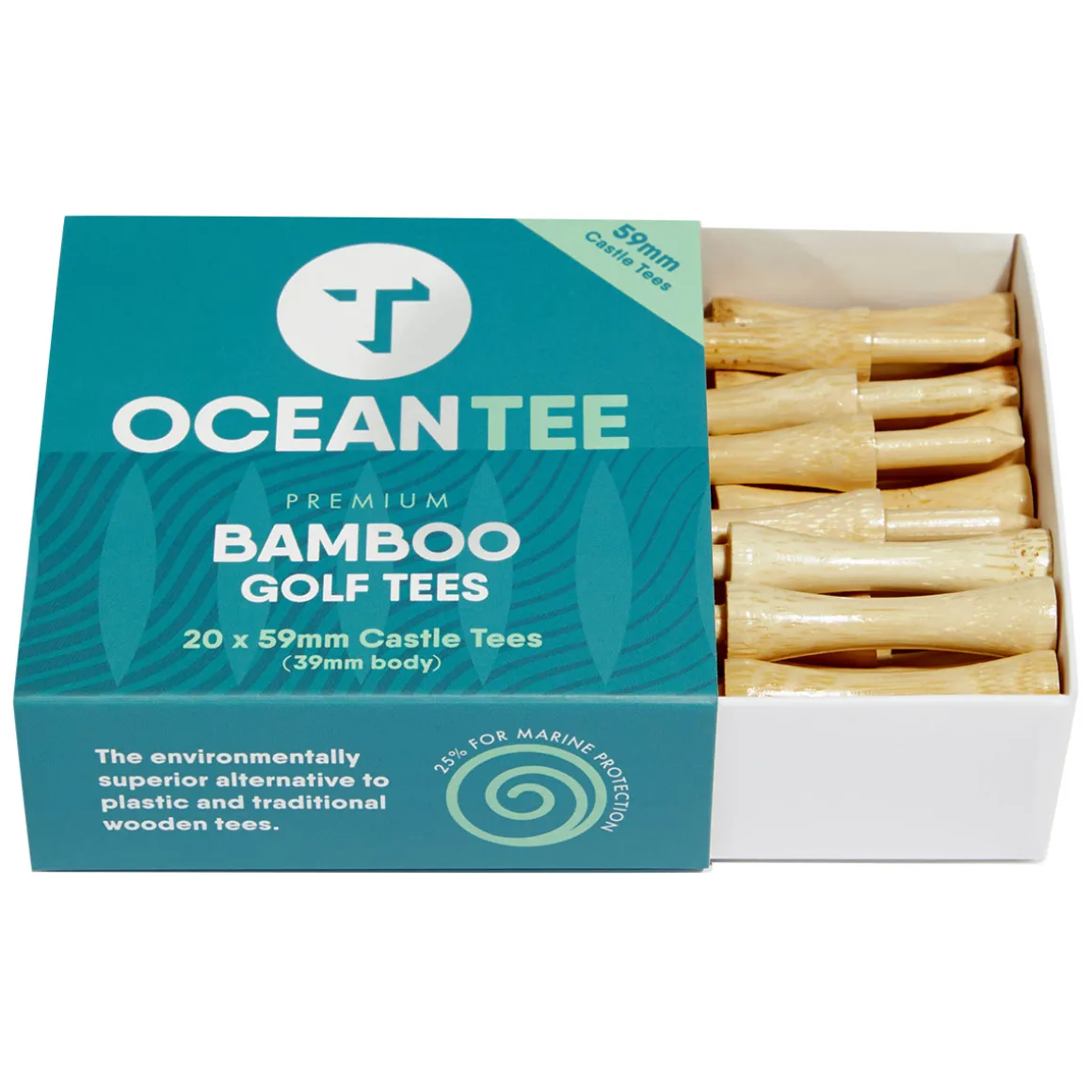 OCEANTEE 59mm Bamboo Castle Golf Tees - 20 Pack