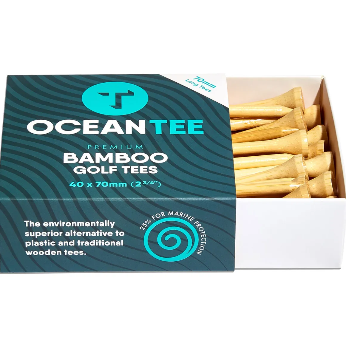 OCEANTEE 70mm Bamboo Golf Tees - 40 Pack