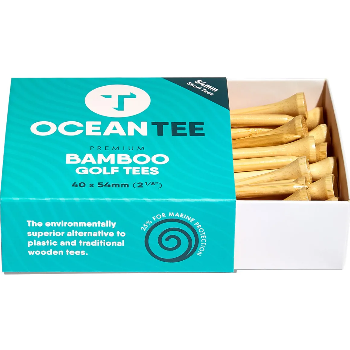 OCEANTEE 54mm Bamboo Golf Tees - 40 Pack