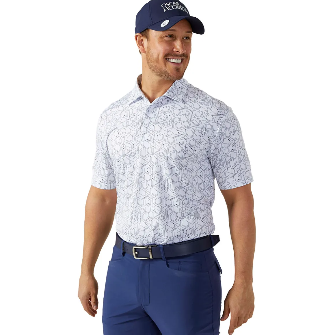 oscar_jacobson_mens_hollo_4.webp Oscar Jacobson Men's Hollow Geo Print Golf Polo Shirt