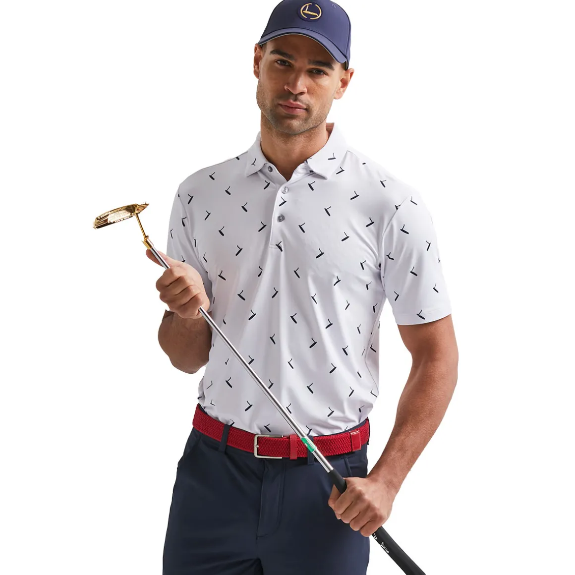 PING Men's Gold Putter Print Golf Polo Shirt
