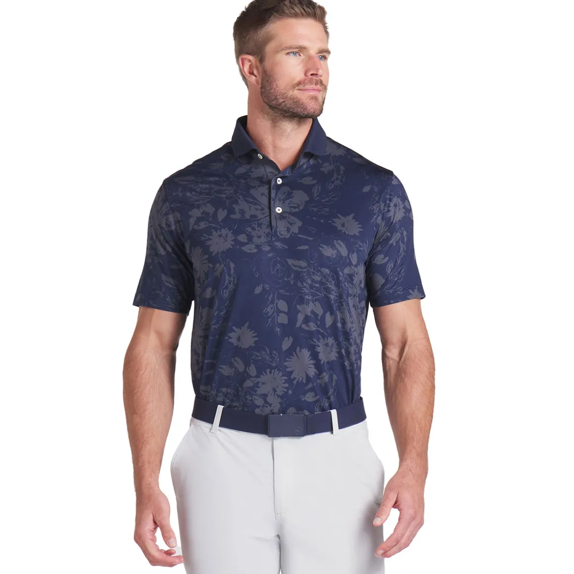 PUMA Men's MATTR Rose Print Golf Polo Shirt