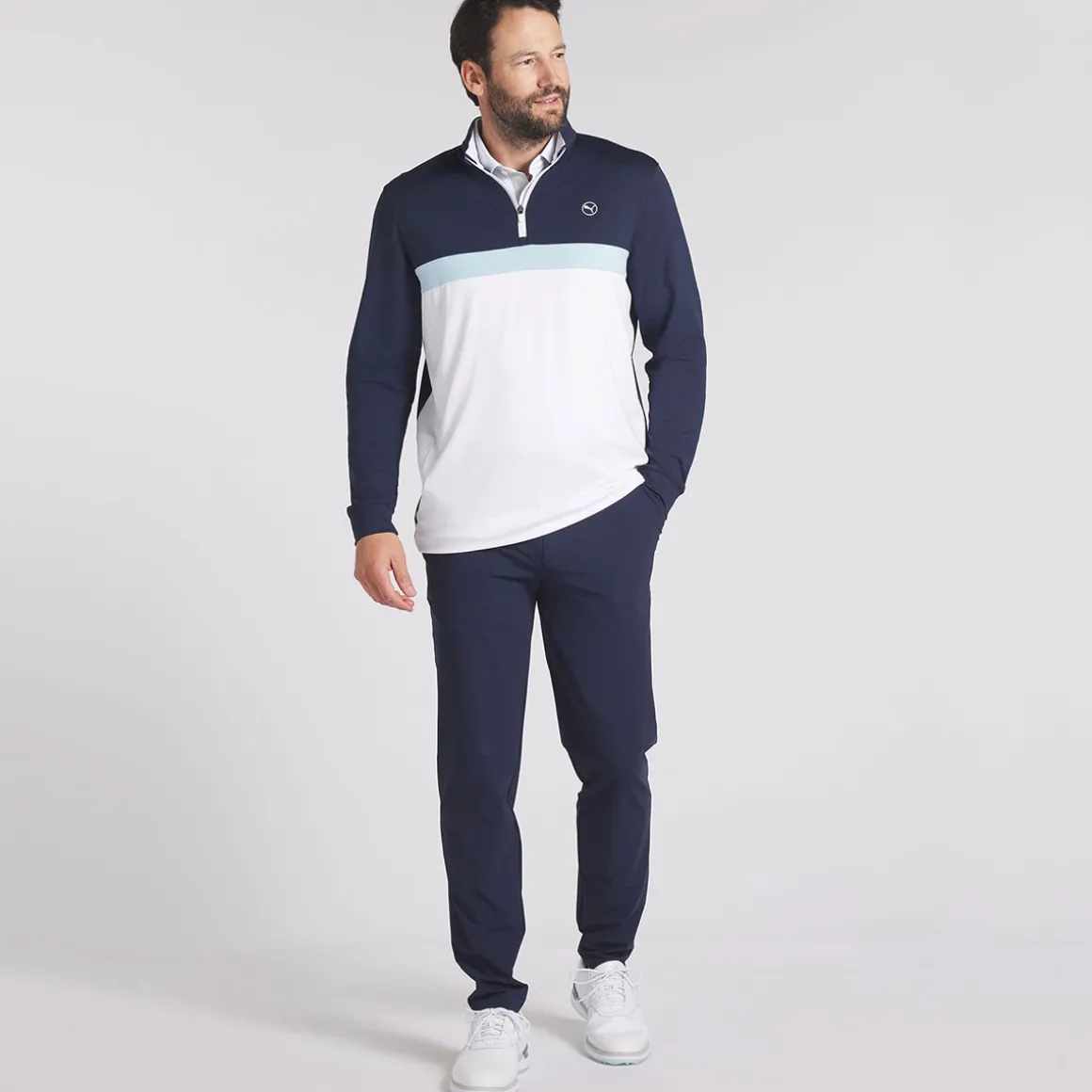 puma_mens_pure_colorblock_3.webp PUMA Men's Pure Colorblock Quarter Zip Golf Midlayer