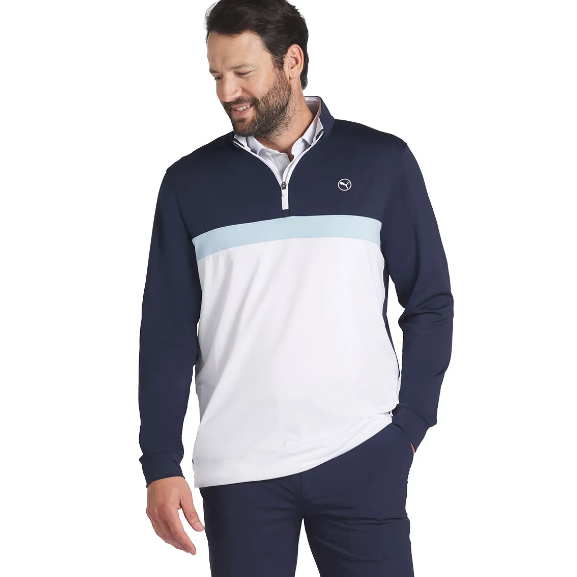 puma_mens_pure_colorblock_4-1.webp PUMA Men's Pure Colorblock Quarter Zip Golf Midlayer